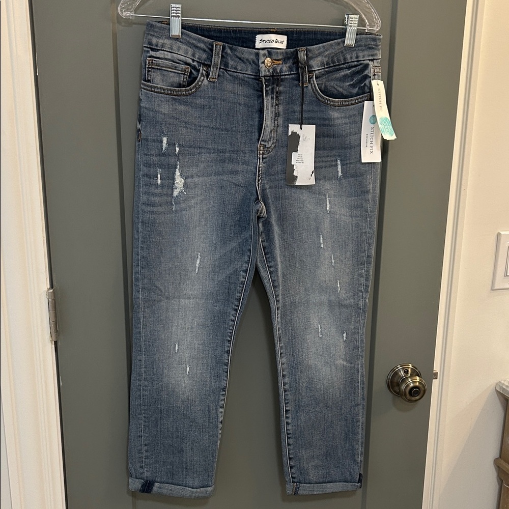 Studio Blue Kenova Capri Jean Women's Distressed Denim Jeans size 29 - Picture 2 of 6